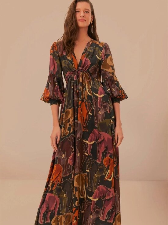 FARM Rio Dresses & Skirts - FARM Rio Elephants Green Maxi Dress NWT XL